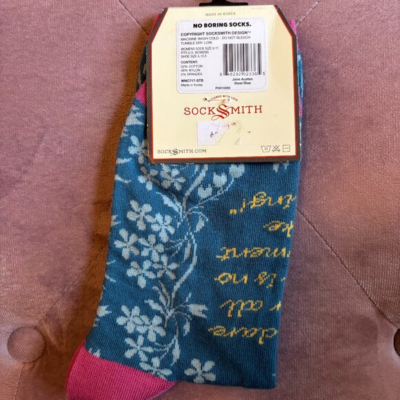 Sock Smith Graphic Cotton Crew Jane Austen Socks - Picture 2 of 2